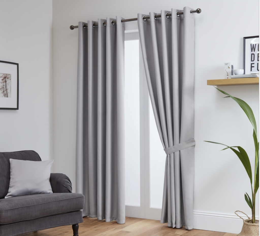 Grey eyelet curtains
