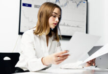 woman reading a report