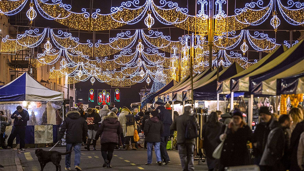 Visitors enjoying the Victorian themed Stratford-upon-Avon Christmas Market