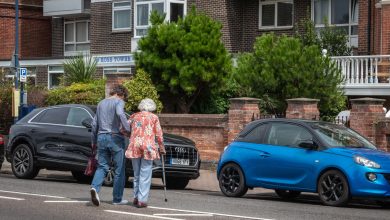 kindness man helping woman across the road