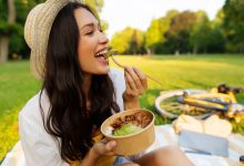 happy woman easily healthily outside